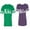 Men Green / Women Purple, variant on The King The Queen Unisex Couple Matching Cotton Jersey style T-Shirt Contrasting stripes on sleeves (Men Green / Women Black) (Men S / Women S)