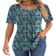 thumbnail image 1 of CHOK Blouses pour Femmes Tunique Plissée à Manches Courtes Hauts Habillés Décontractés Chemises d'Été, 1 of 7