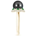 thumbnail image 3 of Angara Tahitian Cultured Pearl Floral Ring with Emeralds in 14K Yellow Gold for Women | June Birthstone Jewelry for Her, 3 of 8