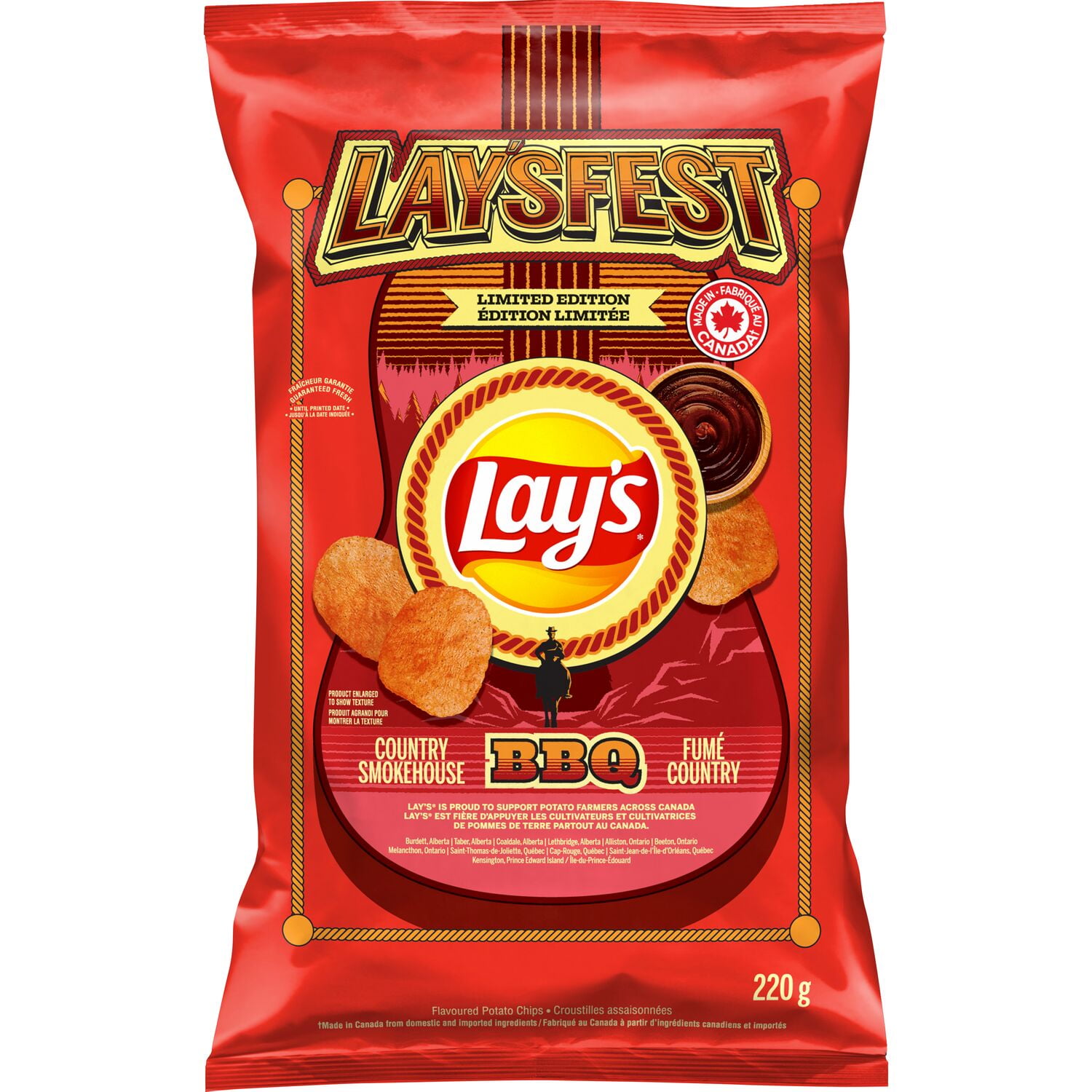 Lay's Country Smokehouse BBQ flavoured Potato Chips, 220 g.