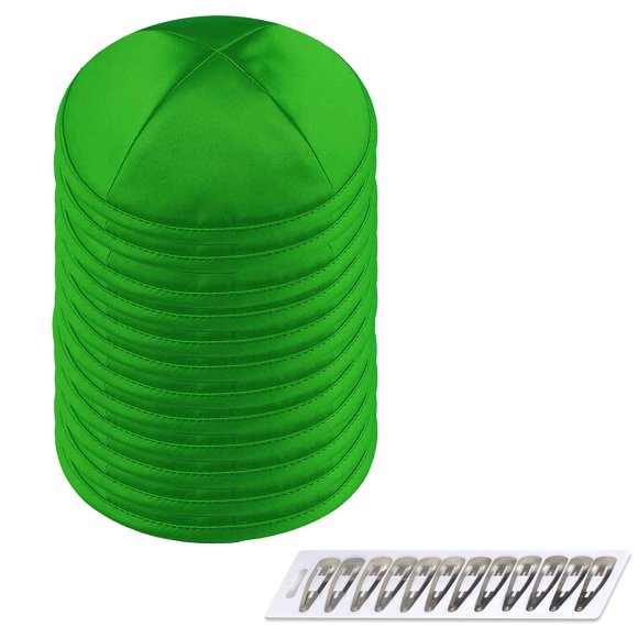 Kippot Zion Judaica Deluxe de satén, paquete de 12, verde Kelly