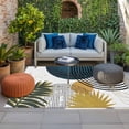 thumbnail image 2 of Boho Middle Century Outdoor Rug for Patio/Deck/Porch, Non-Slip Large Area Rug 3 x 5 Ft, Navy Blue Yellow Abstract Sun Modern Indoor Outdoor Rugs Washable Area Rugs, Camping Rug Carpet Runner, 2 of 8