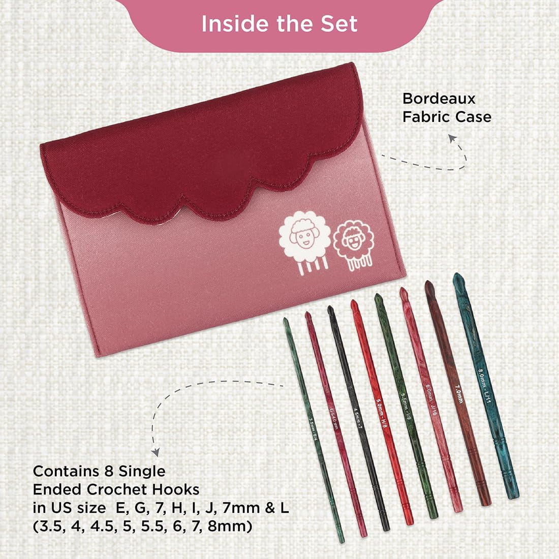 KnitPro-Dreamz Deluxe Single Ended Crochet Hook Set-Set Of 8 - Assorted Sizes