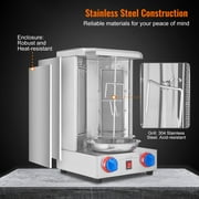 KFFKFF Vertical Chicken Grill Gas Shawarma Grill Machine Countertop BBQ Rotisserie Stainless Steel Body wih 2 Burners for Restaurant Dinner Home Kitchen