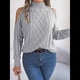 thumbnail image 4 of Suéteres de Mujer con Hombros Descubiertos, Otoño-Invierno 2025, Larga, Suave, Grueso, de Punto , Tops de Jersey. Gris S, 4 of 10
