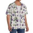 thumbnail image 2 of Rateoe Spring Flowers Pattern Men's Short Sleeve Classic Shirt, Casual Short-Sleeved Shirt, Lightweight Summer Shirt, Cuban Collar Shirt,Button-Front Shirt-X-Large, 2 of 5