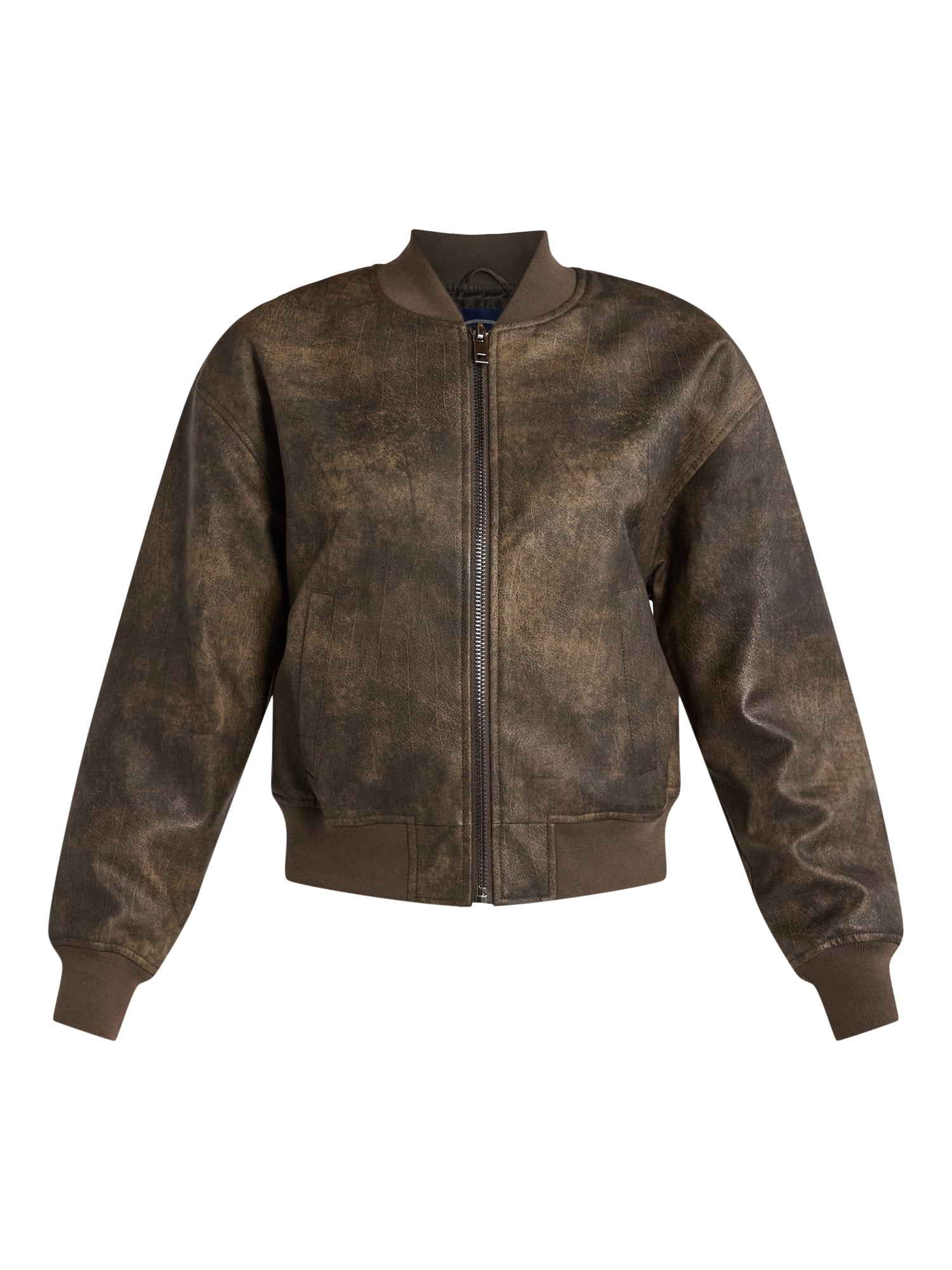 CULAX SHORT BONBERJACKET 美品 Scoop Women's Crinkle Faux Patent Leather Cropped Bomber