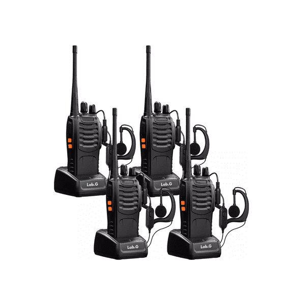Radios Walkie Talkies Con Manos Libres 4 unidades Lab.G Negro
