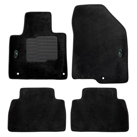 Carpet Floor Mats for 2019 2020 Hyundai Santa Fe with Driver Heel Pad and Safety Locks, Front and Rear Set, Black - ecoMats