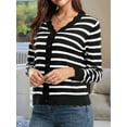 thumbnail image 5 of Women Cardigan Sweaters Long Sleeve Casual Light-Weight Button Down V-Neck Fall Sweater Black Stripes L, 5 of 9
