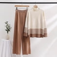 thumbnail image 4 of Conjunto de 2 piezas para mujer, Jersey de punto de manga larga, Top y pantalones de pierna ancha, 4 of 5