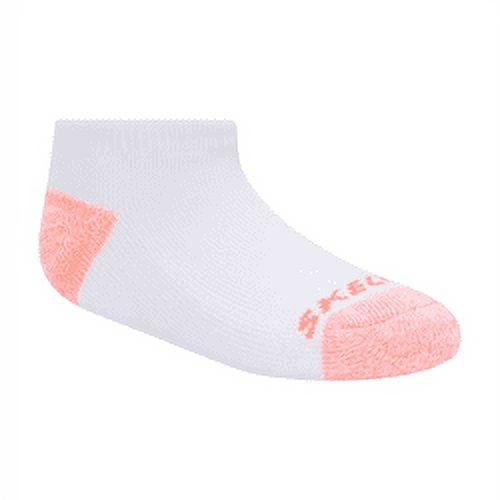 Skechers Kids Girls' 10 Pack 1/2 Terry No Show Socks, White/Light Purple, 5-6.5
