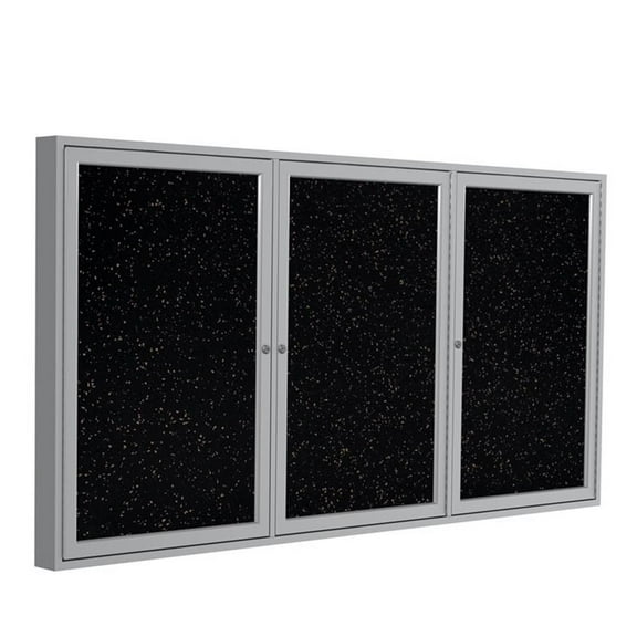 Ghent's 48" x 72" 3 Door Enclosed Rubber Bulletin Board in Speckled Tan