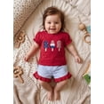 thumbnail image 4 of BemeyourBBs Kids Toddler Baby Girl 4th of July Outfit Patriot Independence Day Outfits Little Baby Girl Summer Clothes Ice Cream Embroidery Puff Short Sleeve T Shirt Tops and Plaid Shorts Set, 4 of 9