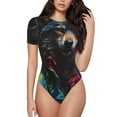 thumbnail image 1 of Balery Vintage Wolf Warrior Body de cuello redondo de manga corta para mujer Tops de manga corta Tops básicos-XX-Large, 1 of 7
