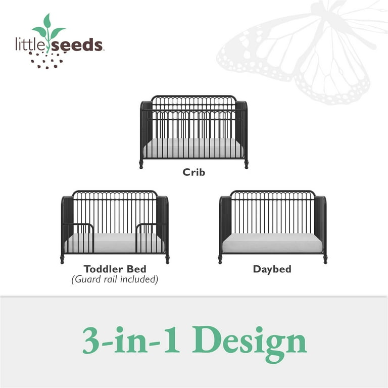 Little Seeds Raven 3-in-1 Convertible Metal Crib, Nursery