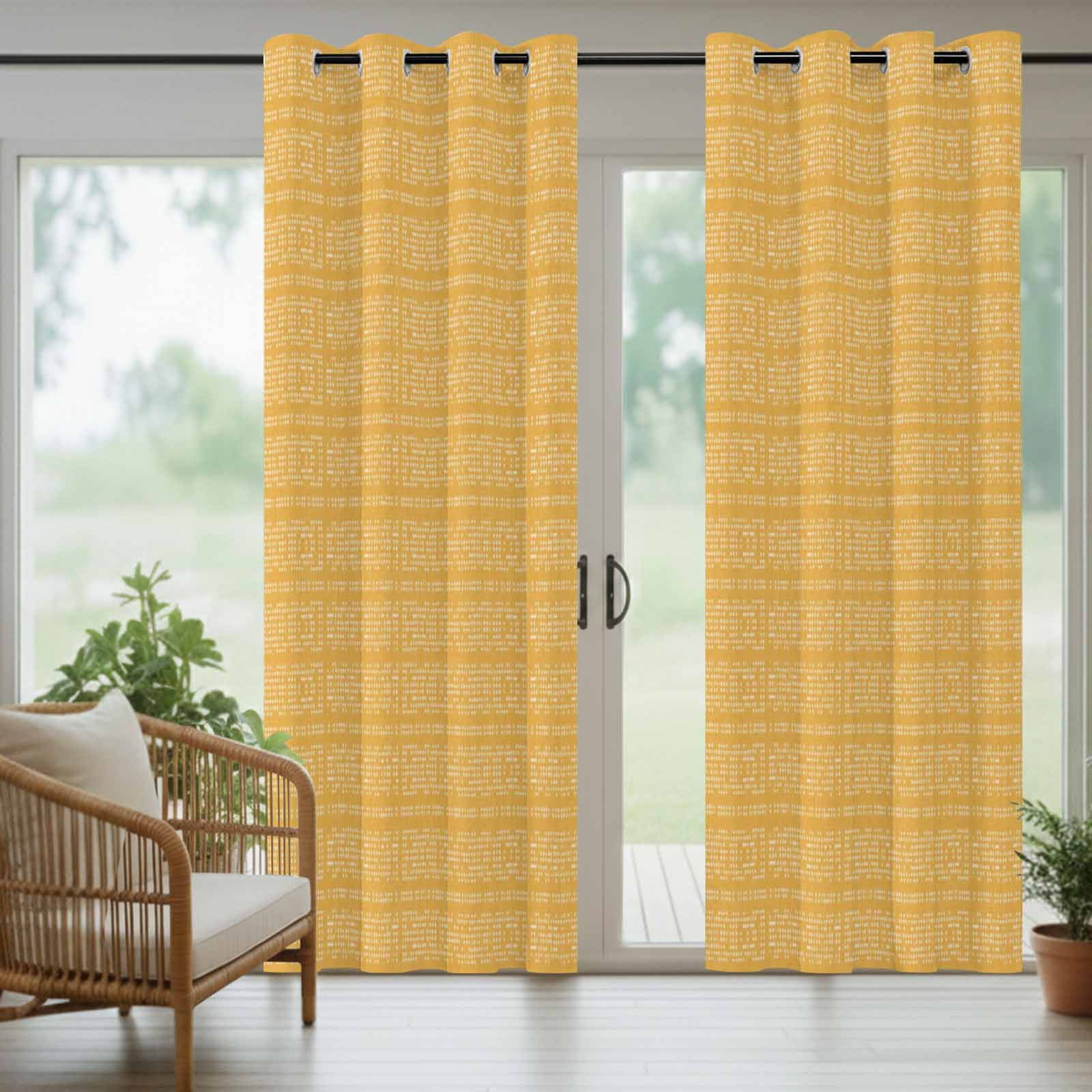 Orange White Pixels Outdoor Curtains for Patio, Modern Contemporary Abstract Boho Sunshade Privacy Drapes Grommet Waterproof Outside Curtains for Porch/Cabana/Balcony 54"x 108", 1 Panel