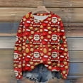 thumbnail image 3 of Women's Christmas Print Cardigan Long Sleeve Round Neck Knit Sweater for Fall and Winter, Cozy and Festive Holiday Top, Ideal as Christmas Sweaters for Women and Christmas Gifts,Red,Size S, 3 of 7