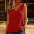thumbnail image 2 of WTXUE Cotton Linen Tank Tops V Neck Sleeveless Plus Size Vest Tunic Tank Tops Loose Fit Shirt Tank Business Work Tops Lightweight Blouses Business Dressy Casual Top Linen Sleeveless Shirts Red M, 2 of 7