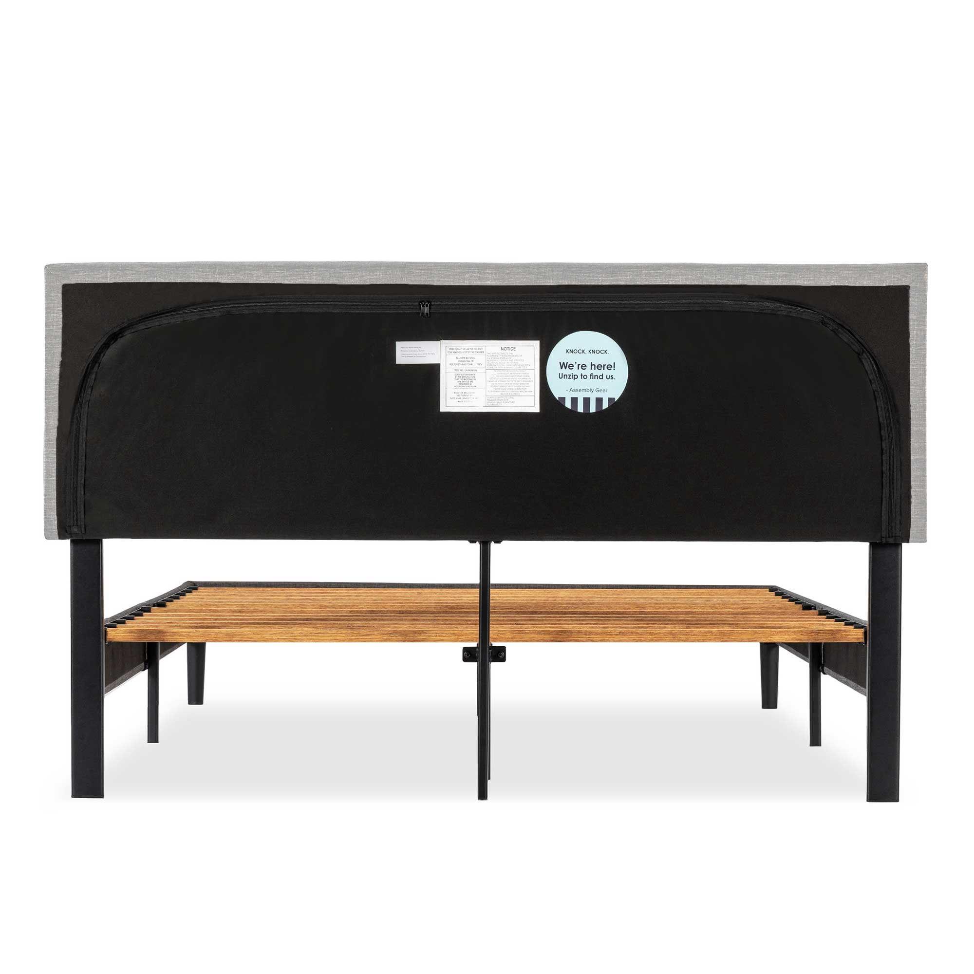 Mellow Olena Upholstered Platform Bed Frame with Headboard, Light Grey, Queen