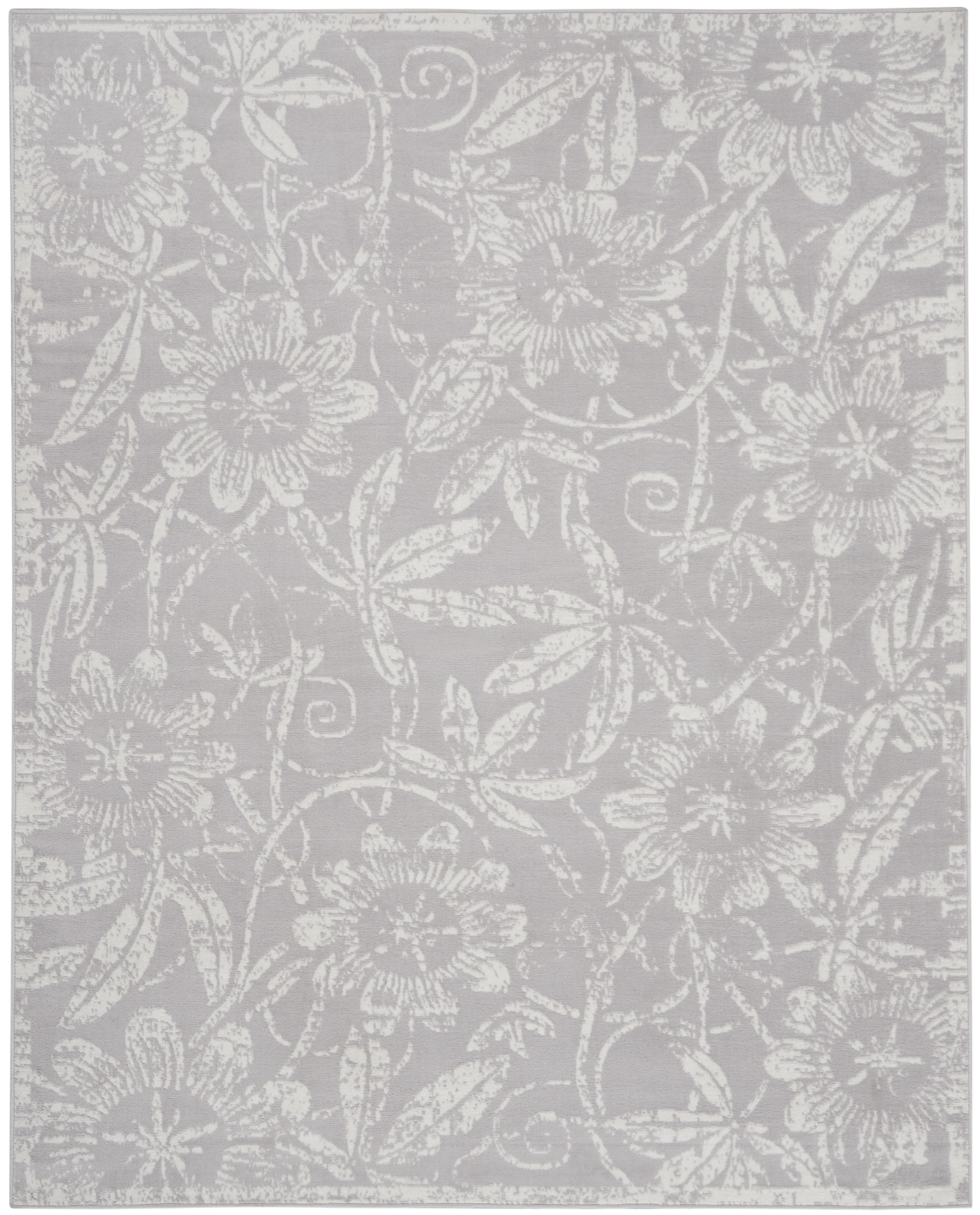 Nourison Whimsicle Botanical Bohemian Grey 8'4" x 11'6" Area Rug, (8' x 12')