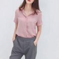 thumbnail image 2 of Camisa de gasa Mujer Blusa de manga corta de verano Top informal suelto, Rosa, XXL Noticed AP001402-10B, 2 of 7