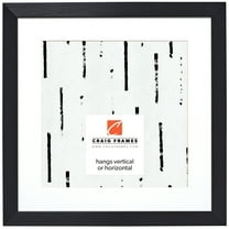 Craig Frames Modern Aesthetics 125, 12x12 inch Picture Frame Matted for a 9x9 Photo, Black