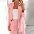 thumbnail image 2 of Arnsht (S-5XL) Plus Size Women Blazer Oversized Long Sleeve Solid Color Lapel Button Business Casual Office Suit Jacket Pink XXXXXL, 2 of 8