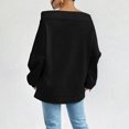 thumbnail image 7 of Zedker Women'S Off-Shoulder Casual Long Sleeve Crewneck Pullover Sweatshirts with Hood Drawstring, Comfy Loose Elastic Cuffs Tops,Black,L, 7 of 7