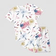 thumbnail image 2 of NOLDARES 4th of July Little Boy Outfit USA Patriotic Embroidery Short Sleeve Round Neck T-Shirt and Pull-on Shorts with Pockets 2Pcs Set(Red,11-12 Y), 2 of 5