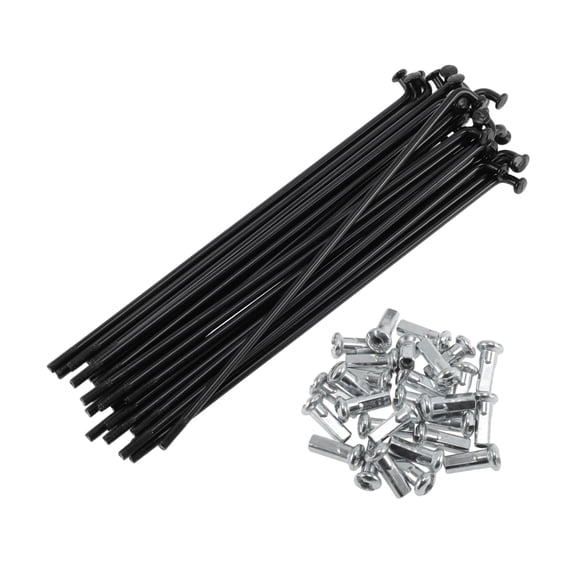 Unique Bargains 28 Set 12G Bicycle Spoke 127 mm Bike Wheel Spoke Carbon Steel Black