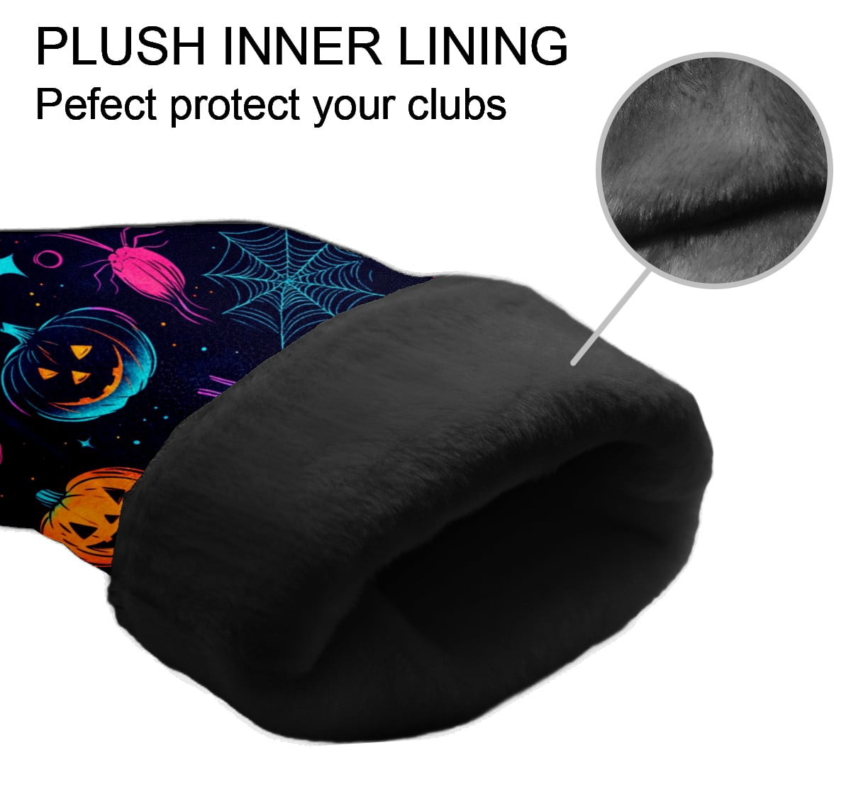 Golf Club Covers PU Leather Waterproof Head Covers for Fairway Woods Hybrids Cute Halloween Pumpkin