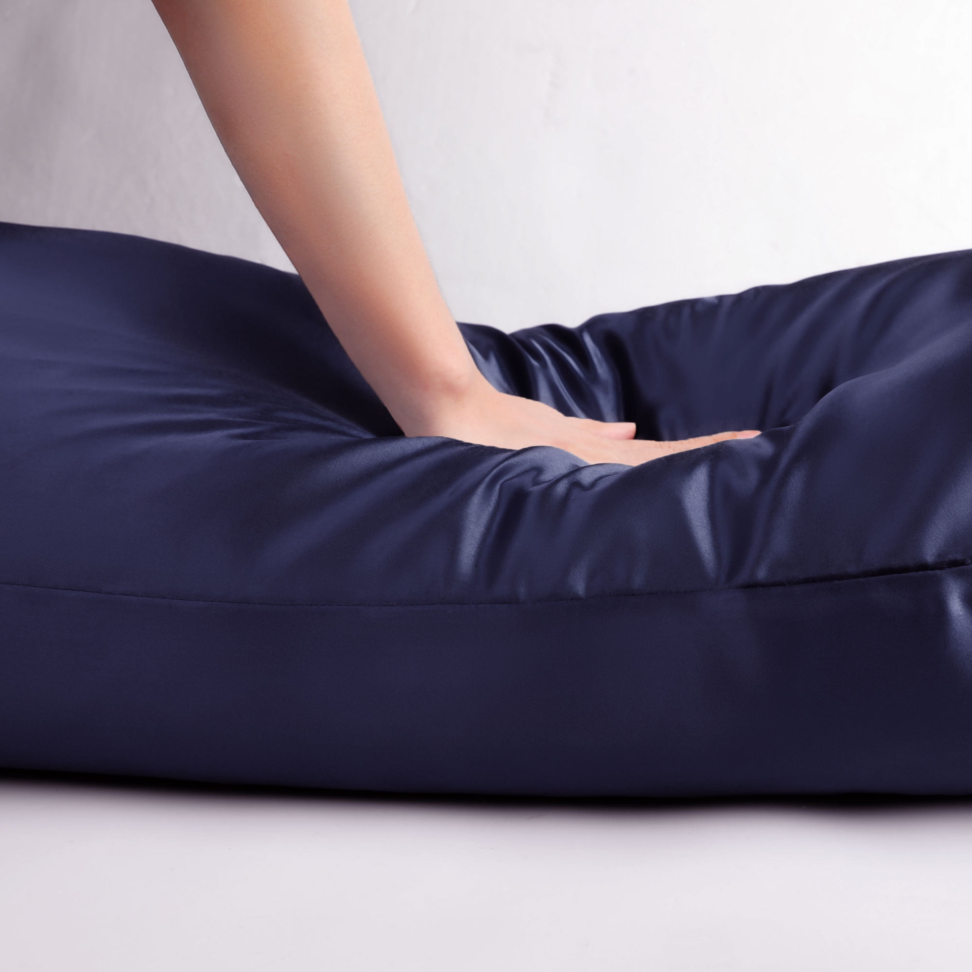 Unique Bargains Zipper Closure 1 PC Satin Body Pillowcases Navy 20"x54"