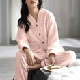 thumbnail image 5 of XUNKUSGA Womens Pajamas Set Soft Flannel Women's Sleepwear Winter Cozy Pjs Sets for Women Casual Long Sleeve V-Neck Button Down Loungewear Pajama Set, 5 of 5