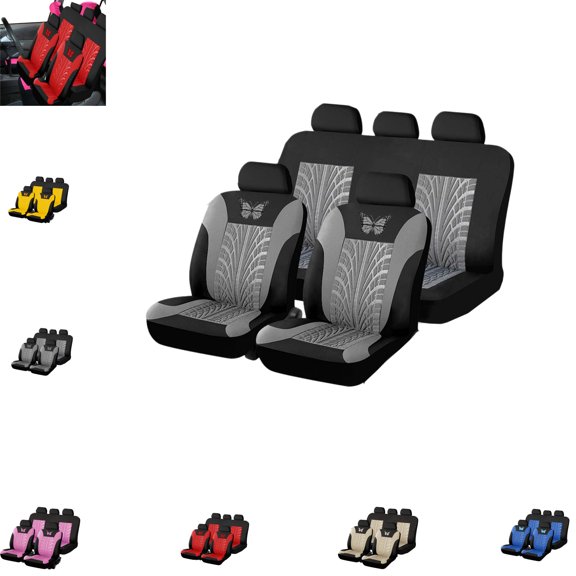 9-Piece Universal Car Seat Covers – Embroidered Waterproof Full Set Seat Protector for Most Cars, Stylish Interior Accessories with Easy Installation, Front & Rear Coverage