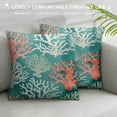 thumbnail image 3 of COMIO Nautical Coastal Pillow Covers  Farmhouse Aqua Teal Turquoise Coral and Starfish Decorative Throw Pillows Square Cushion Cover for Home Couch Sofa Patio Bedroom, 3 of 5