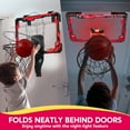 thumbnail image 6 of SYNCFUN Basketball Hoop Indoor for Teen Boy, 15.1" x 11" Indoor LED Electronic Scoreboard Basketball Hoop Over The Door with 4 Balls,Basketball Game Toys Birthday Gifts for Kids Teen Boy Adult,Red, 6 of 12