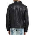 thumbnail image 2 of Men's Genuine Black Lambskin Leather Jacket Motorcycle Biker Jacket A609, 2 of 3