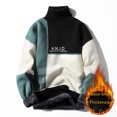 thumbnail image 1 of Suéter de otoño e invierno para hombre, informal, con forro polar, cuello alto grueso, camisa de punto, abrigo cálido atractivo para estudiantes, 1 of 4