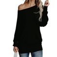 thumbnail image 3 of Womens Off The Shoulder Sweater Oversized Knit Long Sleeve Sweaters Tunic Tops, 3 of 7