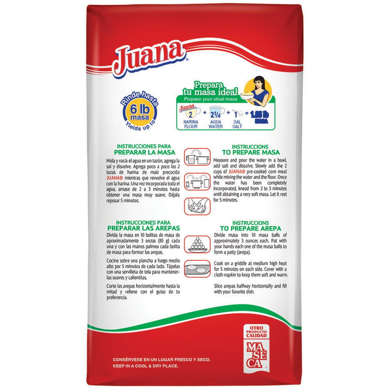 (10 pack) Juana Pre-Cooked White Corn Meal for arepas 2.2 Lb.