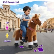 PonyCycle Kid-Powered Hores Ride-On Toy, No Battery, Smooth Wheels, Ages 3-4, Brown, U324