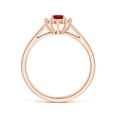 thumbnail image 2 of ANGARA Natural Princess Diana Inspired Ruby Halo Split Shank Ring in 14K Rose Gold for Women (Size-5x4mm) | July Birthstone, Birthday, Anniversary, Jewelry Gift for Women | Natural Ruby Ring, 2 of 7