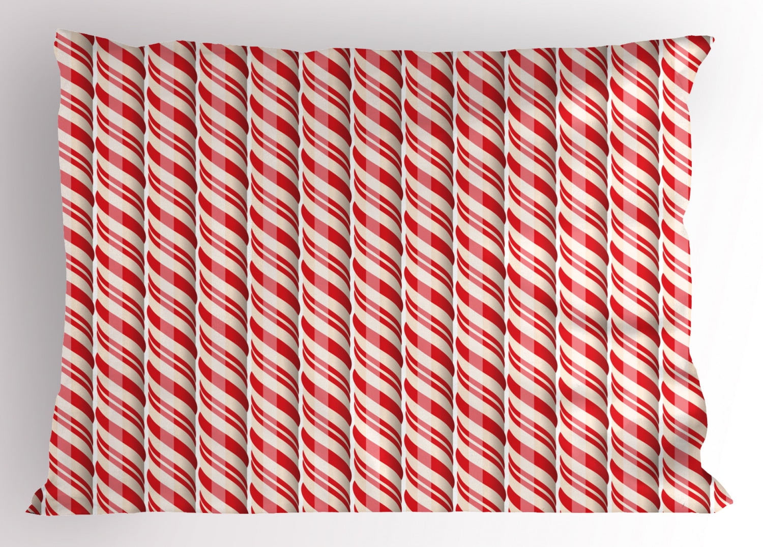 Candy Cane Pillow Sham Red Christmas Candies Pattern with Diagonal