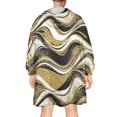 thumbnail image 2 of Black Gold White Marble Pattern Wearable Oversized Blanket,Wearable Blanket Hoodie for Adults,Cozy Hooded Blankets with Super Pockets,Super Warm Fuzzy Pullover for Women & Men, 2 of 6