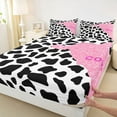 thumbnail image 3 of Feelyou Fashion Cow Print Full Size Sheets for Teens, Pink Glitter Cow Bed Sheets, Chic Art Polkadots Sheet Sets, Ultra Soft Bedroom Decor, 4pcs, 3 of 7
