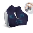 thumbnail image 1 of Cojín para Coxis y Ciática Lumbar, Cojines para Silla, Cojin Silla Oficina, para Coxis, Cojín transpirable de espuma con memoria, Asiento Hemorroides para Casa, Oficina, Automóvil (Azul marino), 1 of 7