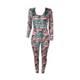 thumbnail image 4 of Liacowi Women Deep V-Neck Sleepwear Jumpsuit Romper Long Sleeve Christmas Print Button Jumpsuits Long Pants, 4 of 5