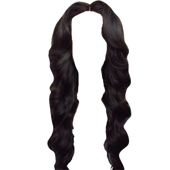 Ashosteey Long Black Middle Part Wavy Wig For Women Heat Resistant Fiber Hair Synthetic Lace Front Wigs Daily Party Use Wigs,Natural Black Glueless African Wigs for Black Women and Girls