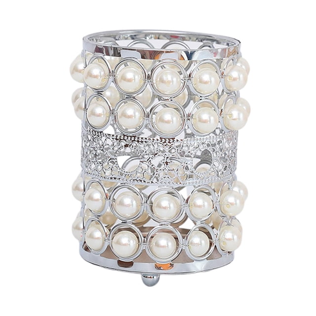 Organizador de soporte de brochas de maquillaje de Decoración de tocador de cristal Bling Cepillos de personalizados Caja de Plata